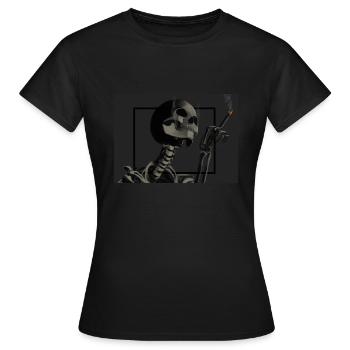 Skeleton fume des cigarettes - T-shirt Femme - noir - Devant - AI Model Female 172 dark (172cm)