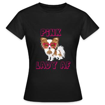 Doux chien papillon rose Lady Girlie Nerd - T-shirt Femme - noir - Devant - AI Model Female 172 dark (172cm)