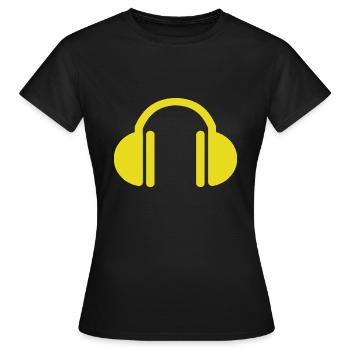 Yellow headphones - Women's T-Shirt - black - Front - AI Model Female 172 dark (172cm)