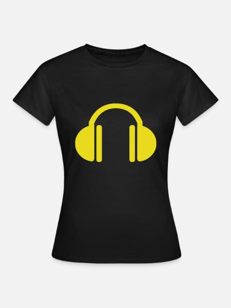 Gelbe Kopfhörer - Frauen T-Shirt - Schwarz