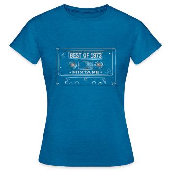 1973 Birthday Mixtape Cassette Retro - T-shirt Femme - bleu saphir antique chiné - Devant - AI Model Female 172 dark (172cm)