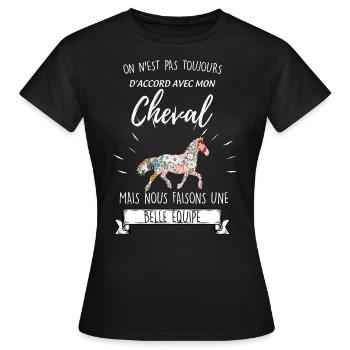 Fille cheval équipe de caractère cadeau équitation - T-shirt Femme - noir - Devant - AI Model Female 172 dark (172cm)
