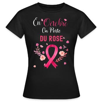 En octobre rose Idée cadeau femme courageuse - T-shirt Femme - noir - Devant - AI Model Female 172 dark (172cm)