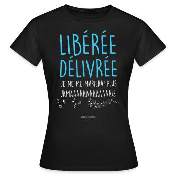 Femme Divorcée Humour Fini Le Mariage - T-shirt Femme - noir - Devant - AI Model Female 172 dark (172cm)