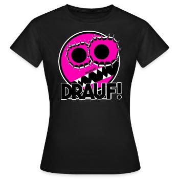Ballerland DRAUF! TELLER PUPILLEN - Frauen T-Shirt - Schwarz - Vorne - AI Model Female 172 dark (172cm)