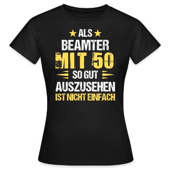 A 50 ans, beau fonctionnaire - T-shirt Femme - noir - Devant - AI Model Female 172 dark (172cm)