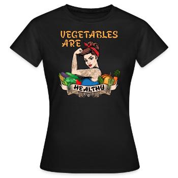 Gemuse sind gesund Lustiger Retro Style - Frauen T-Shirt - Schwarz - Vorne - AI Model Female 172 dark (172cm)
