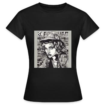 Woman, pop art, comic book - Women's T-Shirt - black - Front - AI Model Female 172 dark (172cm)
