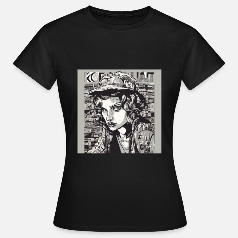 Frau, Pop Art, Comic - Frauen T-Shirt - Schwarz