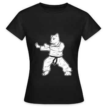 Karate Cat Self Defense - Women's T-Shirt - black - Front - AI Model Female 172 dark (172cm)