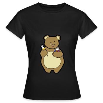 Bär mit Zuckertüten Einschulung Schule Geschenk - Frauen T-Shirt - Schwarz - Vorne - AI Model Female 172 dark (172cm)