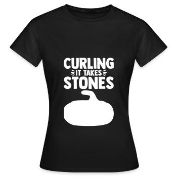 Curling it Takes Stones Curler Curling Stone - Frauen T-Shirt - Schwarz - Vorne - AI Model Female 172 dark (172cm)
