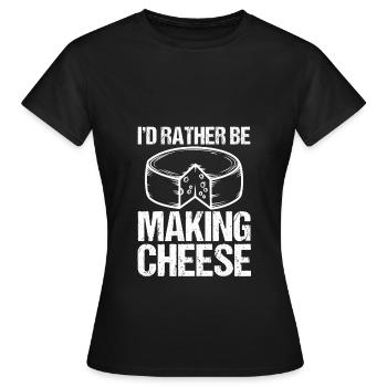 Je préférerais le fromage fromage-fromage-fromage-amateur de fromage - T-shirt Femme - noir - Devant - AI Model Female 172 dark (172cm)