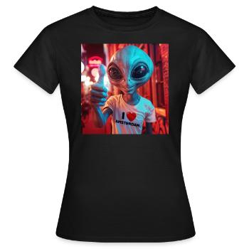 I love Amsterdam - Alien in Amsterdam - Frauen T-Shirt - Schwarz - Vorne - AI Model Female 172 dark (172cm)