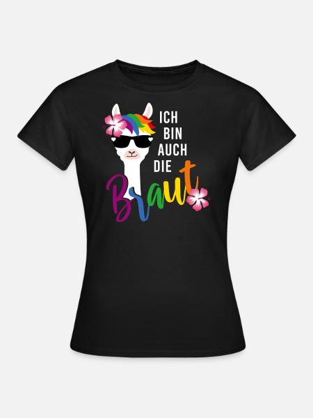 LGBT Braut Lama Junggesellinnenabschied JGA Blume - Frauen T-Shirt - Schwarz