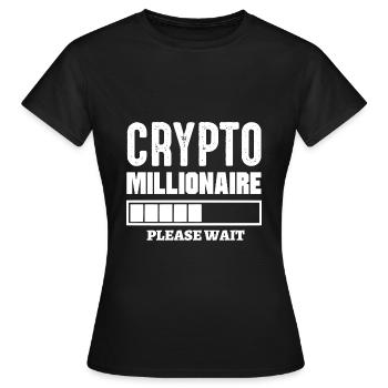 Crypto Millionaire Loading s’il vous plaît attendre Bitcoin - T-shirt Femme - noir - Devant - AI Model Female 172 dark (172cm)