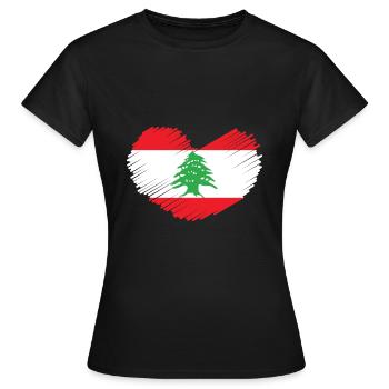 Drapeau du Liban coeur cèdre idée cadeau armoiries - T-shirt Femme - noir - Devant - AI Model Female 172 dark (172cm)