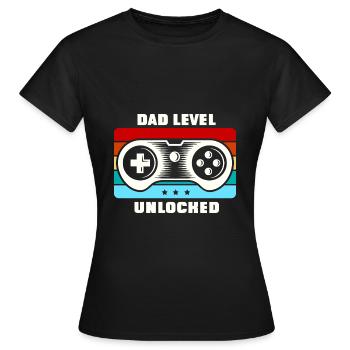 Niveau papa déverrouillé papa papa dire - T-shirt Femme - noir - Devant - AI Model Female 172 dark (172cm)