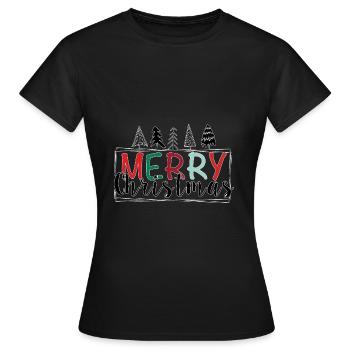 merry christmas merry christmas - Women's T-Shirt - black - Front - AI Model Female 172 dark (172cm)
