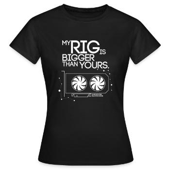 „My Rig ist größer als Ihre“ BuriedONE Blockkette - Frauen T-Shirt - Schwarz - Vorne - AI Model Female 172 dark (172cm)