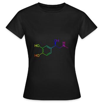 Adrenalin Molekül - Regenbogenfarben - Frauen T-Shirt - Schwarz - Vorne - AI Model Female 172 dark (172cm)