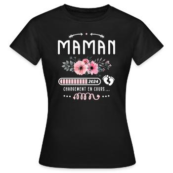 Future Maman 2024 Cadeau Nouvelle Naissance Maman - T-shirt Femme - noir - Devant - AI Model Female 172 dark (172cm)