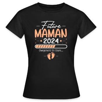 Future Maman 2024 Cadeau Nouvelle Naissance Maman - T-shirt Femme - noir - Devant - AI Model Female 172 dark (172cm)