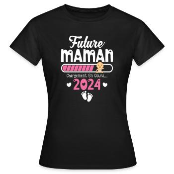 Future Maman 2024 Cadeau Nouvelle Naissance Maman - T-shirt Femme - noir - Devant - AI Model Female 172 dark (172cm)