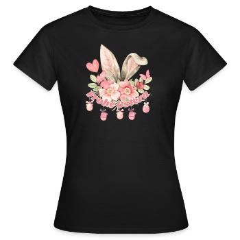 Frohe Ostern Hasenohren Mädchen - Frauen T-Shirt - Schwarz - Vorne - AI Model Female 172 dark (172cm)