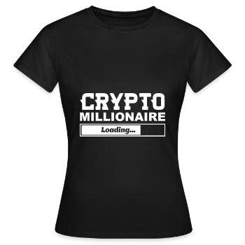 Le chargement de Crypto Millionaire - T-shirt Femme - noir - Devant - AI Model Female 172 dark (172cm)