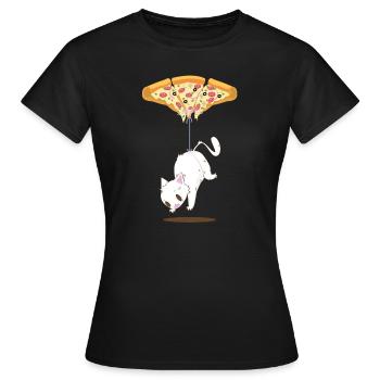Pepperoni Pizza Katzen Ballon T-Shirt - Frauen T-Shirt - Schwarz - Vorne - AI Model Female 172 dark (172cm)