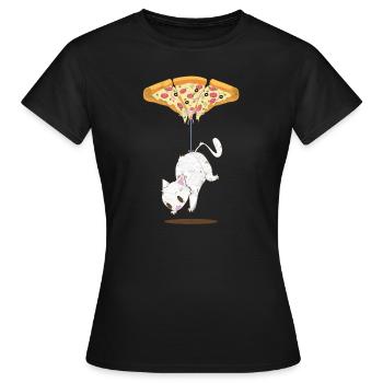Pepperoni Pizza Katzen Ballon T-Shirt - Frauen T-Shirt - Schwarz - Vorne - AI Model Female 172 dark (172cm)