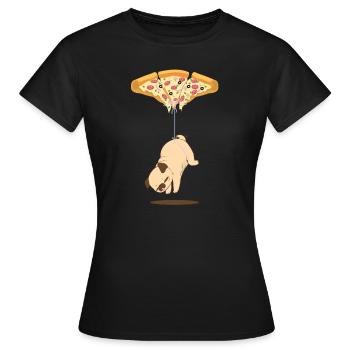 Pizza au pepperoni avec un chien - T-shirt Femme - noir - Devant - AI Model Female 172 dark (172cm)
