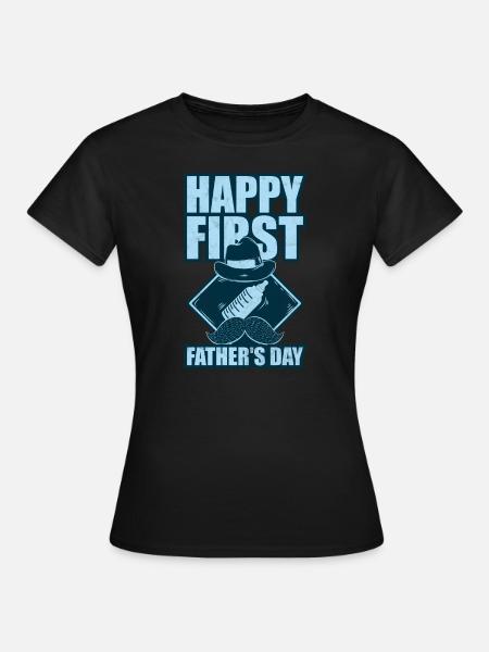 Père fils fête des pères 1er papa disant t-shirt - T-shirt Femme - noir
