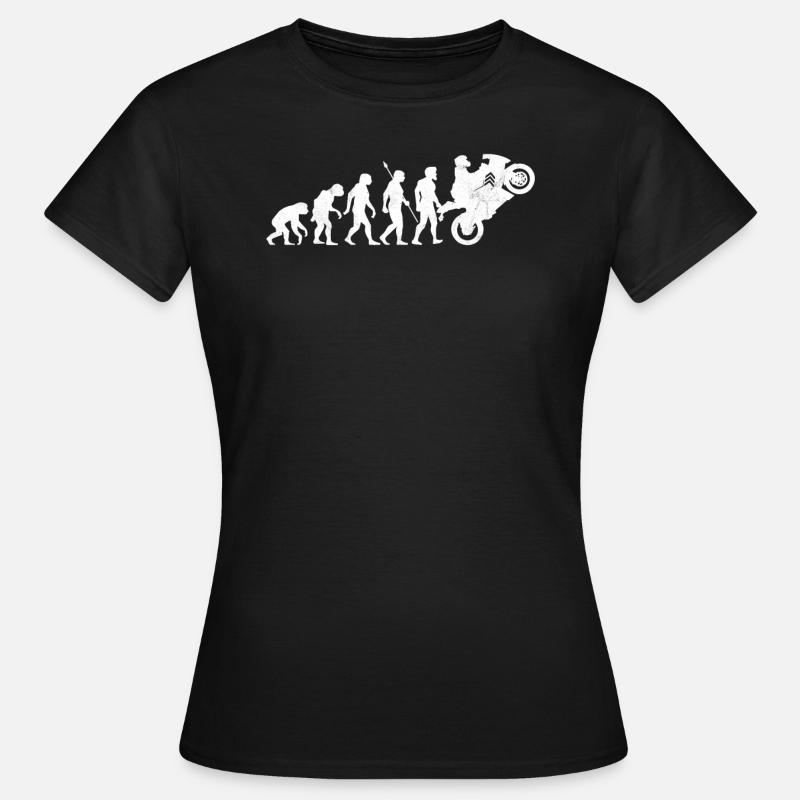 Biker Motorcyclist Motorcycle Evolution - Women's T-Shirt - black