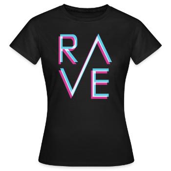 Techno Rave Tshirt Rave - Frauen T-Shirt - Schwarz - Vorne - AI Model Female 172 dark (172cm)