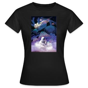 Chemise psychédélique astronaute LSD - T-shirt Femme - noir - Devant - AI Model Female 172 dark (172cm)