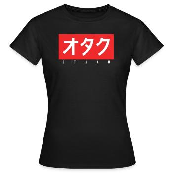T-shirt Otaku Anime Memes - T-shirt Femme - noir - Devant - AI Model Female 172 dark (172cm)