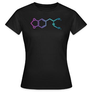 MDMA T Shirt für Herren Damen Molekül: MDMA, Ectas - Frauen T-Shirt - Schwarz - Vorne - AI Model Female 172 dark (172cm)