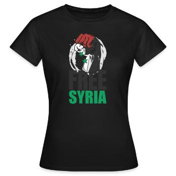 T-shirt gratuit Syrie Drapeau Syrie: Drapeau Syrie Ob - T-shirt Femme - noir - Devant - AI Model Female 172 dark (172cm)