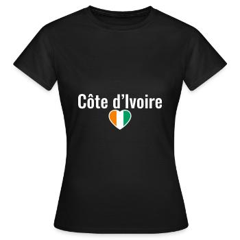 Côte d’Ivoire Côte d’Ivoire Drapeau ivoirien - T-shirt Femme - noir - Devant - AI Model Female 172 dark (172cm)