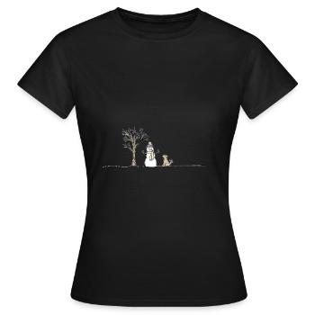 Snow Snowman Dog Stick Throwing Sticks - Women's T-Shirt - black - Front - AI Model Female 172 dark (172cm)