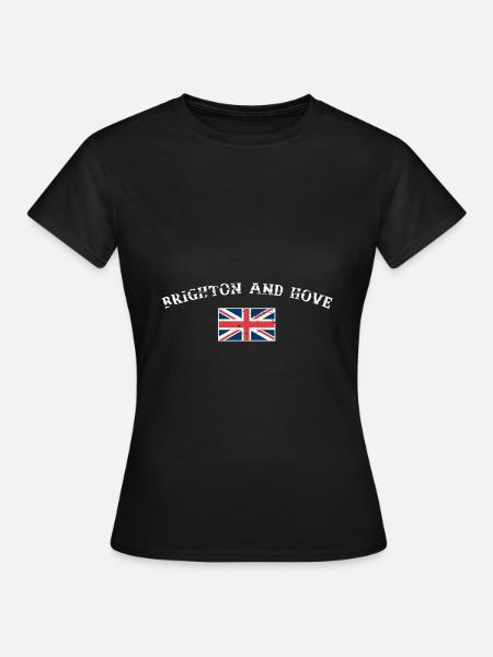 Brighton And Hove UK Vintage Britische Flagge - Dame-T-shirt - sort