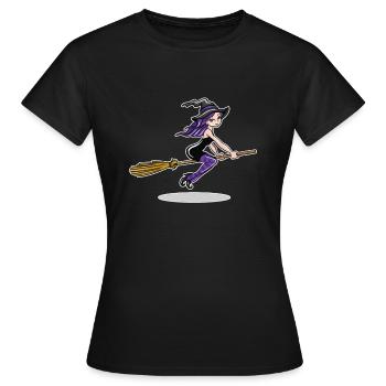 Sorcière sur balai - T-shirt Femme - noir - Devant - AI Model Female 172 dark (172cm)
