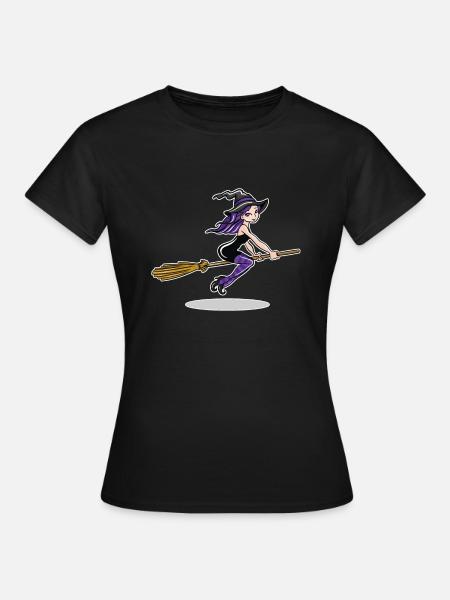 Witch On Broom - Women's T-Shirt - black