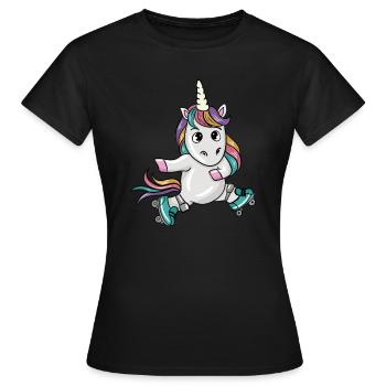 Patineur de licorne - T-shirt Femme - noir - Devant - AI Model Female 172 dark (172cm)