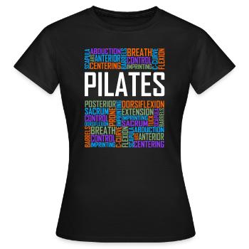 Pilates Words - Women's T-Shirt - black - Front - AI Model Female 172 dark (172cm)