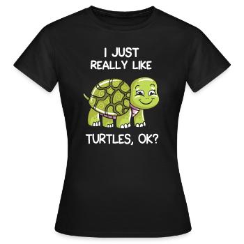 J'aime vraiment les tortues, d'accord? - T-shirt Femme - noir - Devant - AI Model Female 172 dark (172cm)
