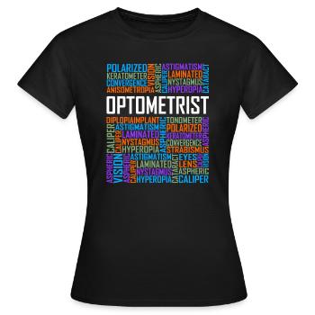 Optometrist Words - Women's T-Shirt - black - Front - AI Model Female 172 dark (172cm)