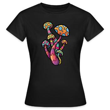 Psychedelic Mushroom - Women's T-Shirt - black - Front - AI Model Female 172 dark (172cm)